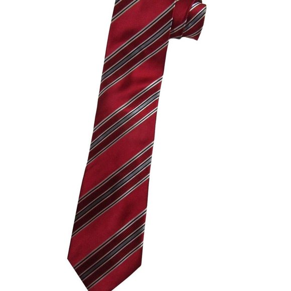 Tie7-6T.jpg?v-cache=1767134745 Donald Trump Necktie Signature Collection Red Grey Striped w/ Tie Gift Box NEW